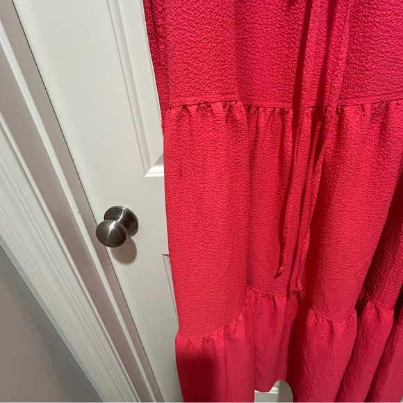 Calvin Klein women’s size 10 beautiful coral Maxi Dress with pockets & tiers - Picture 5 of 11